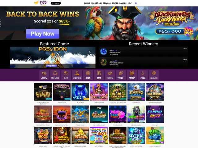 DuckyLuck Casino homepage