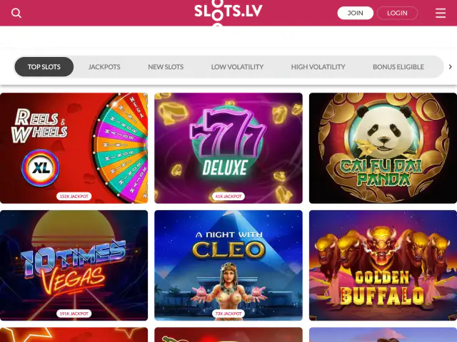 SlotsLV homepage